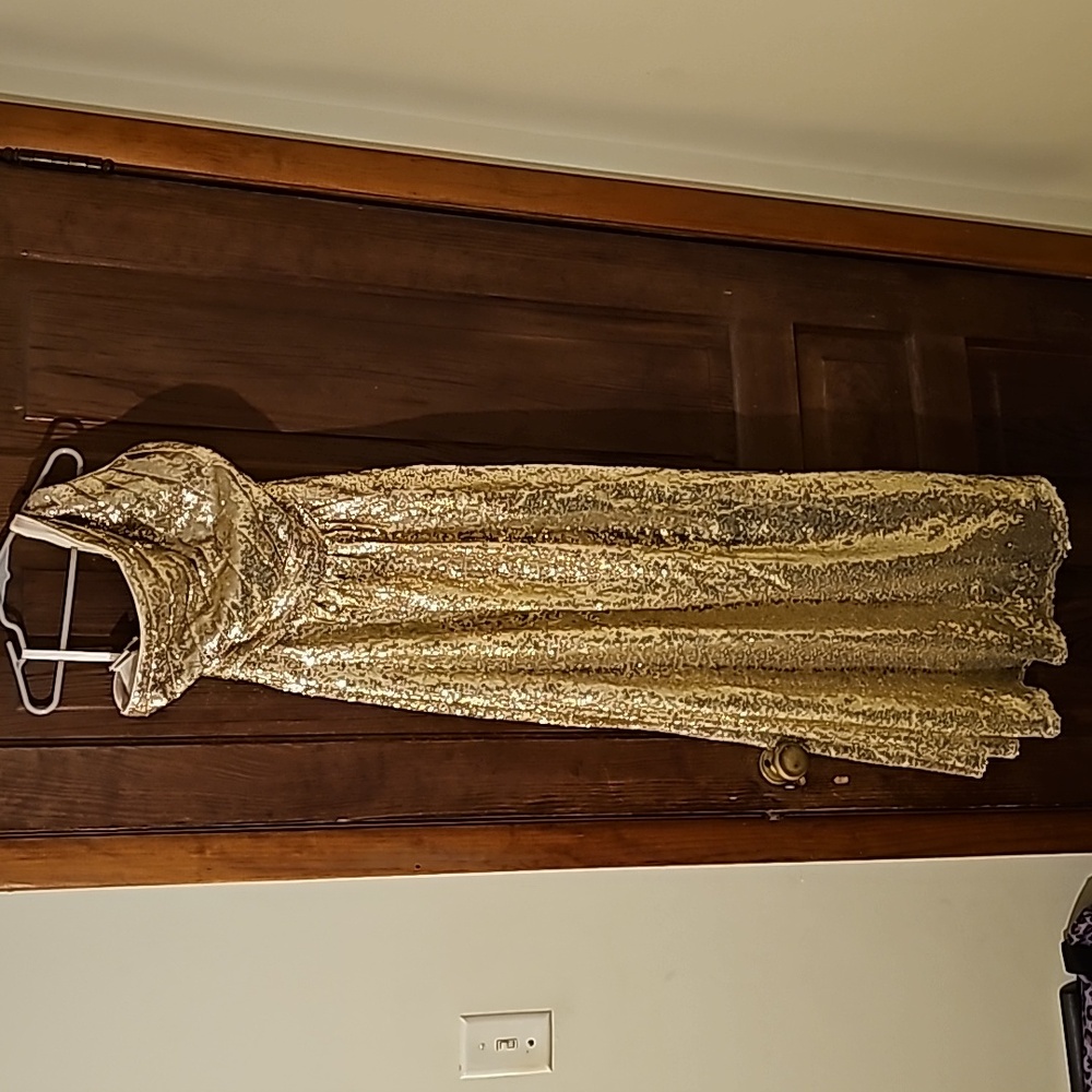 Elegant Gold One Shoulder Dress